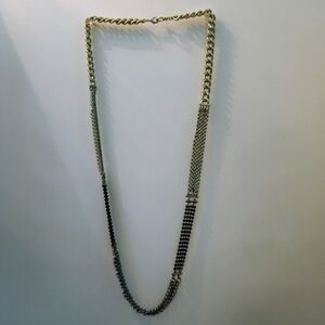 Black and silver edgy necklace, 36 inch